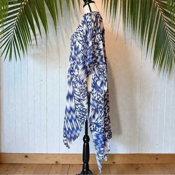 Michael Stars Blue & White Ikat Kimono / Wrap / Scarf – 100% Viscose - Picture 5 of 11